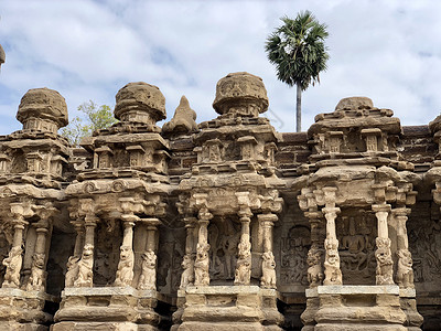 泰米尔纳德邦的寺庙旅行宗教历史性婆神绘画天空目的地旅游赔偿石头背景图片