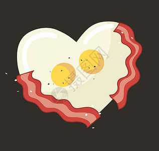 心形 vecto 中的煎蛋和培根烹饪食物果汁猪肉熏肉油炸插图涂鸦早餐盘子背景图片