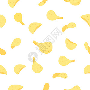 土豆地薯片无缝图案背景 白色背景上的无缝薯片美食盐渍润滑脂筹码化合物插图营养淀粉墙纸食物插画