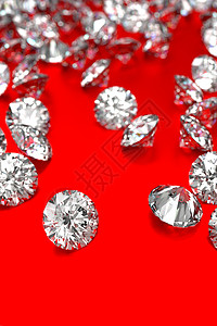红色背景的奢华钻石财富玻璃宝石商品珠宝宝藏石头宏观水晶礼物背景图片