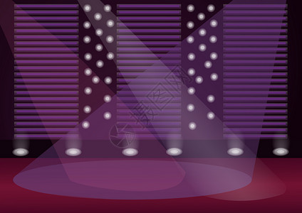紫色舞台光束它制作图案的空舞台平面颜色矢量场景插图图表海报光束程序横幅信息音乐展示插画