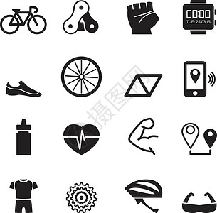 航海家自行车图标 se休息零件手套爱好插图瓶子骑行活动运动骑行服插画