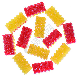 组合组多色顶视图糖果棉花橙子团体水果糖食物甜点黄色甜蜜红色绿色背景图片