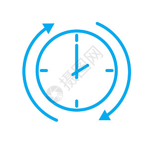 白色背景上的时间箭头图标 时间箭头标志 扁平麦粒肿圆形圆圈插图互联网小时寿命手表商业回收机器背景图片