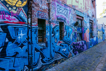 街头画菲茨罗伊澳大利亚墨尔本街头艺术标签破坏者旅游签名胡同文化窗户街道涂鸦建筑背景