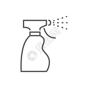 手压泵医用喷雾消毒相关矢量细线图标卫生产品中风药品药店浴室感染家庭液体消毒剂设计图片