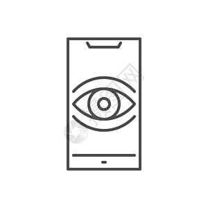 监控智能手机相关矢量细线图标大哥控制药片网络电脑插图技术安全眼睛手表设计图片