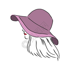戴蓝帽子的女孩戴着优雅帽子的美丽女人的剪影 向量 戴着帽子的漂亮女孩 矢量素描图艺术头发魅力女士墨水草图嘴唇女性配件卡通片设计图片