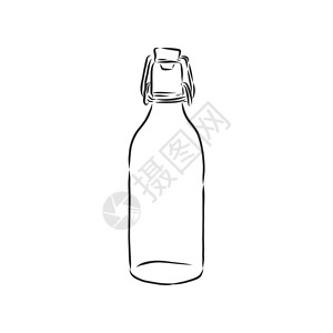 瓶 孤立在白色背景上的素描风格矢量图 玻璃瓶 容器 矢量素描图艺术涂鸦团体卡通片饮料餐厅精神液体插图标签背景图片