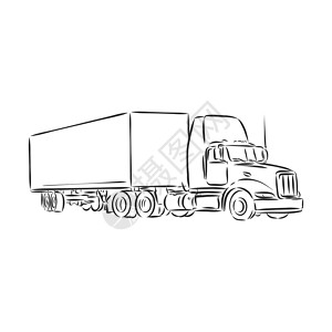预告片简单线条的卡车符号草图 卡车矢量速写它制作图案车辆运动运输商业汽车贮存柴油机墨水服务船运背景