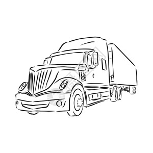 矢量空运物流简单线条的卡车符号草图 卡车矢量速写它制作图案船运运输运动机器货车服务贮存发动机货运货物背景