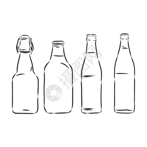 矢量瓶子瓶 孤立在白色背景上的素描风格矢量图 玻璃瓶 容器 矢量素描图标签绘画团体艺术雕刻菜单液体精神饮料瓶子背景