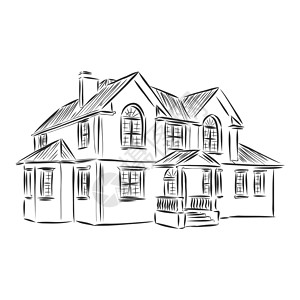 美丽舒适的房子现实矢量草图它制作图案投资商业艺术建筑学工作绘画财产蓝图住宅建造背景图片