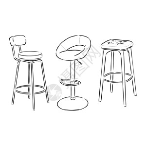 座位图一组隔离在白色背景上的吧椅 素描风格的矢量图解 高吧凳矢量图速写它制作图案酒吧餐厅咖啡店涂鸦插图绘画艺术座位凳子房子设计图片