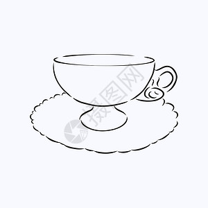 咖啡冲壶茶的矢量速写设计图片