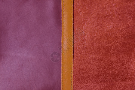 红色皮革特写橙色和紫色皮革纹理背景背景