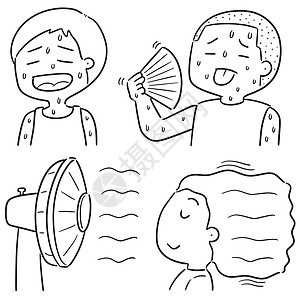 画人五官素材一群人在炎热的天气里姿势素描草图生态男人手绘卡通片绘画艺术赤道插画
