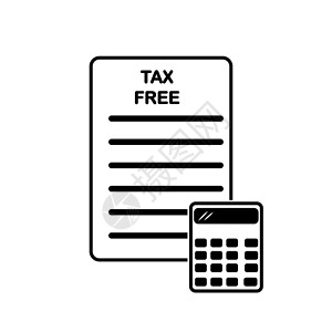 tax带有 TAX FREE 和 calculato 字样的表格插画