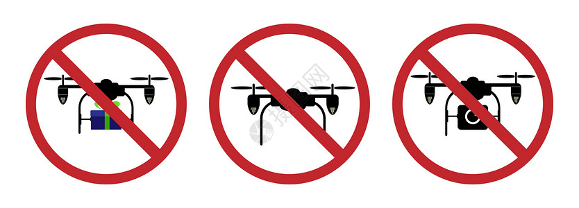 标志禁止使用四轴飞行器 简单的形象插图手绘航班禁令草图背景图片