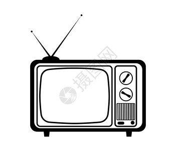 带天线的旧电视的家电简图设计图片