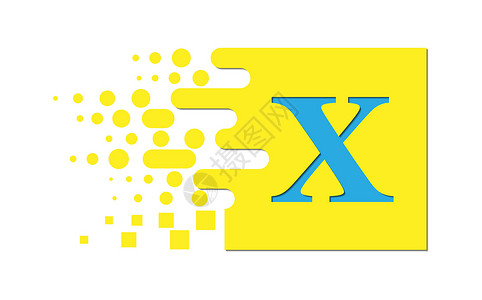字母方块带有被破坏方块的彩色正方形上的字母 X插画