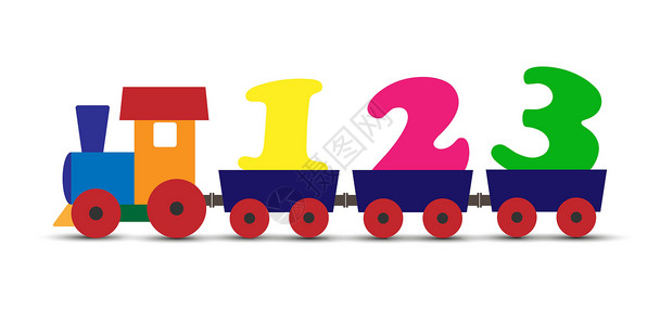 火车孩子五颜六色的儿童火车运输数字平面设计设计图片