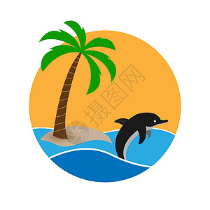 海豚岛插画