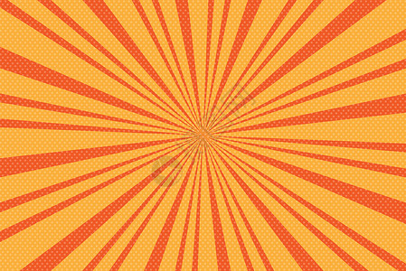 流行艺术橙色背景与径向线 背景与 h半音草图框架插图卡通片海报光束漫画阳光墙纸插画