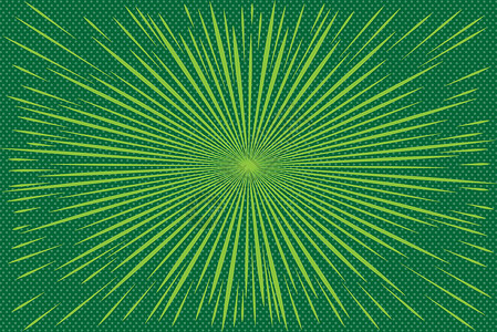 提哈尔流行艺术绿色背景与放射状光线 背景与哈尔插画