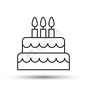 线性生日蛋糕图标 用于我们的标志设计和装饰背景图片