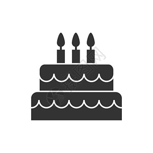标志设计和装饰 o 的剪影生日蛋糕图标背景图片