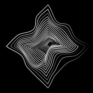 周榜让步的具有断线周界线的抽象几何正方形插画