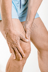 左尾股肌运动员男人感到膝盖疼痛肌腱十字痛苦股骨按摩韧带身体肌肉成人髌骨背景