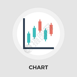 股票指数图表平面单个图标金融投资风险艺术价格利润绘画预报成就酒吧插画