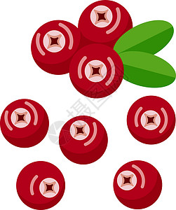 蔓越莓牛轧糖扁平风格的简单红蔓越莓插画
