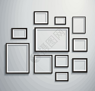 墙上矢量插图 Eps1 上的方形隔离相框边界艺术广告黑色照片收藏蓝色正方形专辑横幅背景图片