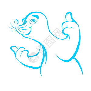 一个漂亮的插图印章动物白色浅蓝色潜水标识游泳卡通片背景图片