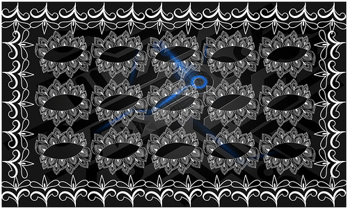 带边框的抽象艺术数码纺织插画设计边界叶子蓝色装饰装饰品墙纸插图橙子织物植物背景图片