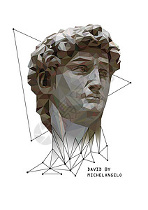 佛罗伦萨阿诺河大卫的抽象插图由米开朗基罗 低聚风格插画