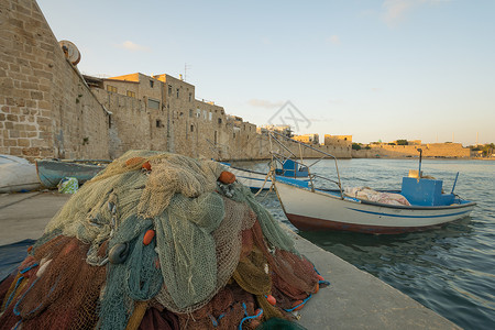 以色列游学网Acre海墙城市钓鱼全景建筑学地标堡垒天空历史石头港口背景