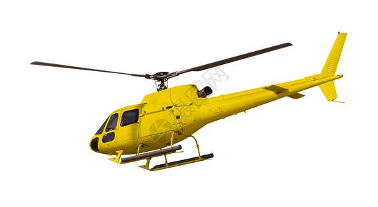 黄色隔离白色的黄色直升机 在白色上被隔离技术乘客车辆天空运输转子机身菜刀航空旅行背景