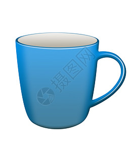 孤立的陶瓷杯蓝色早餐空白茶碗白色插图3d厨房陶瓷杯子饮料背景图片