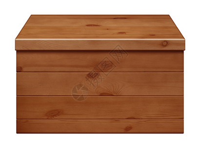 隔离的木制封闭箱木板古董工具箱木头案件白色棕色背景图片