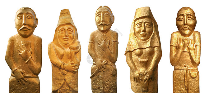 哈萨克人民的黄金雕像背景图片