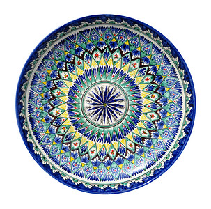 哈萨克纪念盘食物空白圆形白色盘子烹饪圆圈蓝色剪裁小路背景图片
