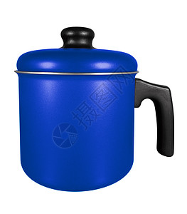Saucepan 孤立  暗蓝色白色厨具平底锅盖碗工具用具厨房沙锅金属美食背景图片