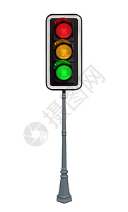 隔断交通灯安全白色绿色黄色红绿灯城市信号红色背景图片