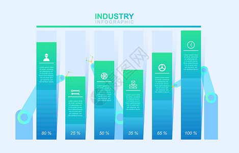 财务数字条形图图表财务分析统计工厂工业业务 Infographi网络金融小册子年度技术进步数据商业生长数字插画