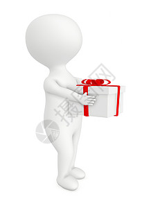 3d 人物男子手持包裹的礼品盒盒子包装丝带奉献空白展示礼物男人惊喜插图背景图片