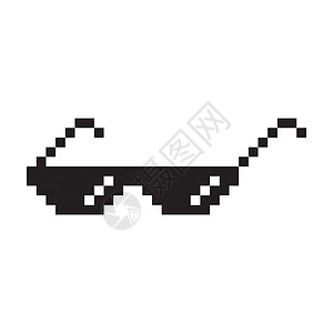 像素眼镜太阳镜像素风格矢量 ico像素化眼镜黑色插画